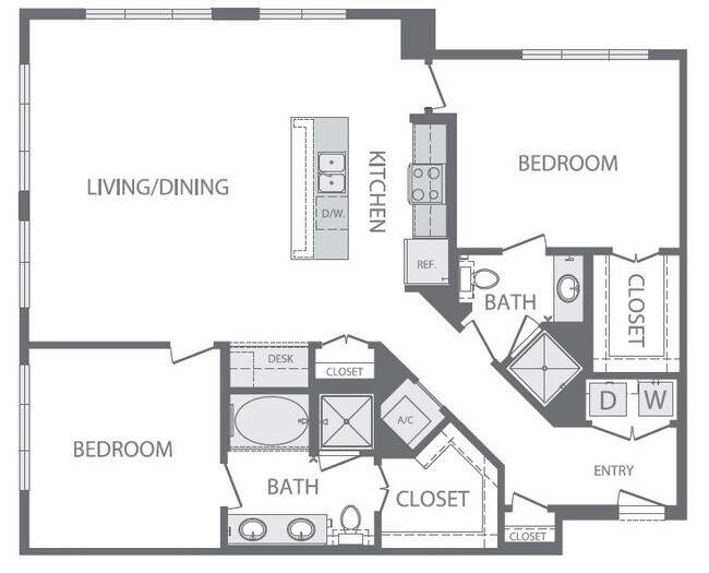 B6 2Bed 2Bath 1311 floor plan